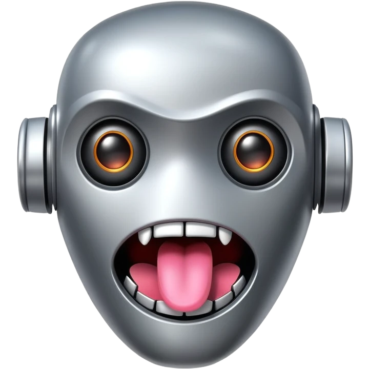 robot with tongue, cartoonish look emoji