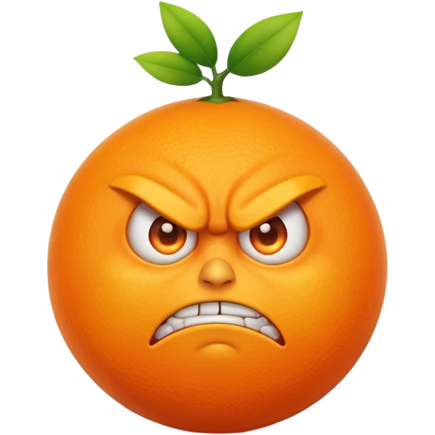 An angry orange emoji with furrowed brows, vibrant and colorful style. emoji