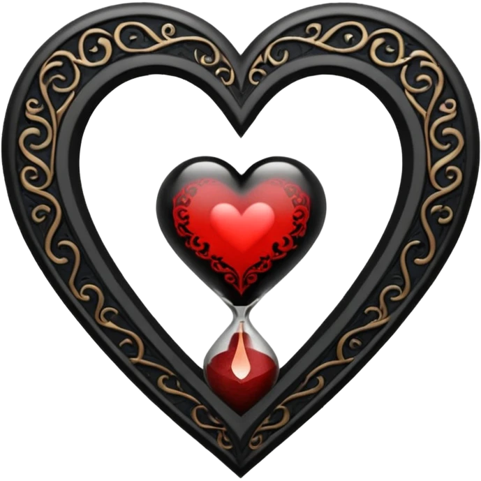 goth themed heart with a dark hourglass emoji
