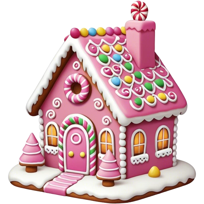A pink gingerbread house emoji