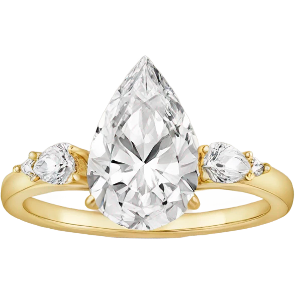 Pear cut engagement ring gold band emoji