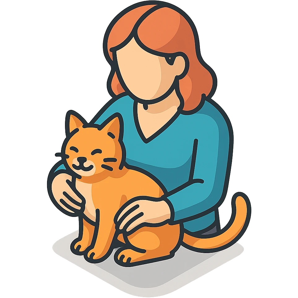 женщина заботится о кошке emoji