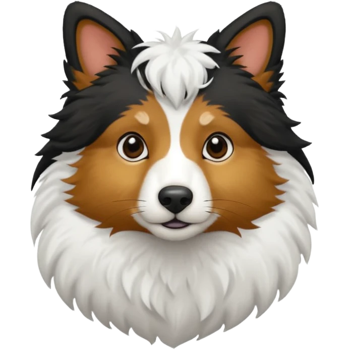 berger australien avec le corps noir et le bout de la queue  et la tete blanche emoji