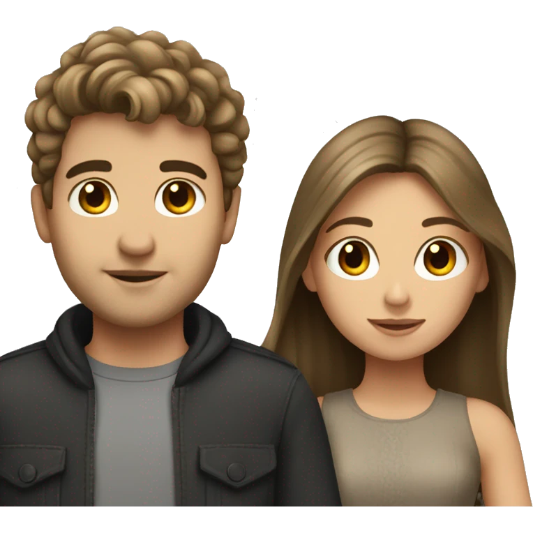 brunette guy and dark blonde haired girl in love emoji