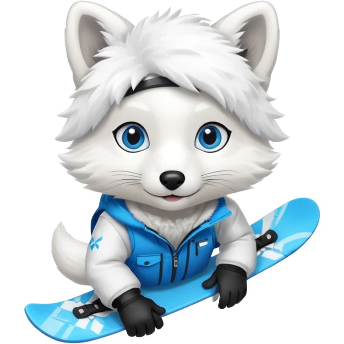 Snowboarder Arctic Fox emoji