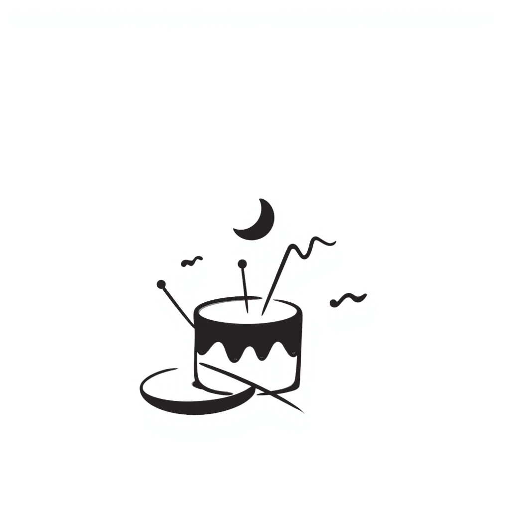 Hand-drawn drum with sound waves and a crescent moon, representing the sahur call during Ramadan emoji