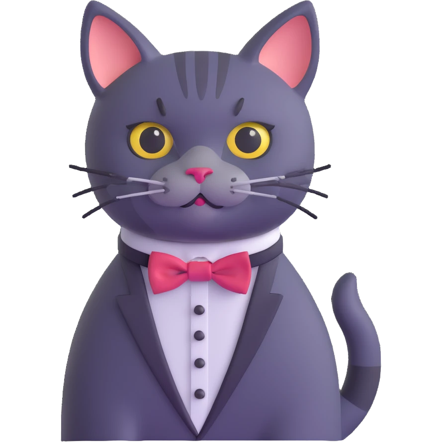 cat wearing a fancy bow tie emoji