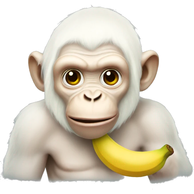 albino ape holding banana emoji