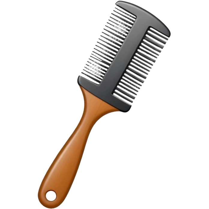 hand holding a comb with tidy hair, clean and friendly emoji