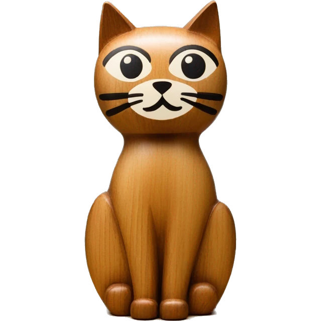 Mid century modern style wooden cat statue emoji