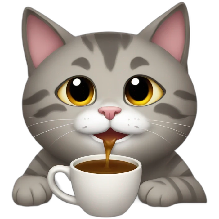 cat drinking coffee emoji