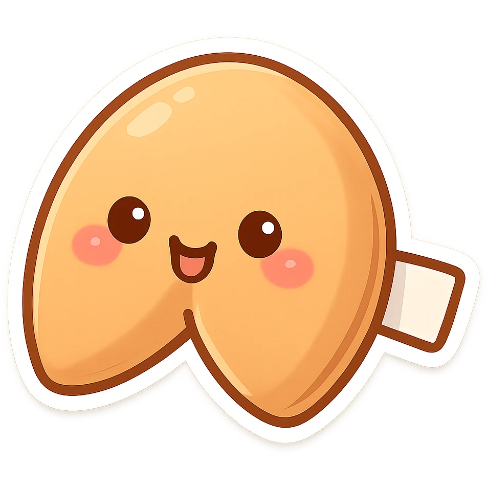fortune cookie, chibi sticker style, cute and exaggerated emoji