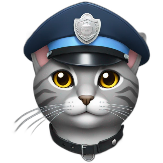 single grey cat wearing a police hat emoji