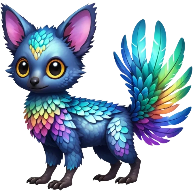 Exotic shiny rare epic cute Trico-creature, full body, with random markings emoji