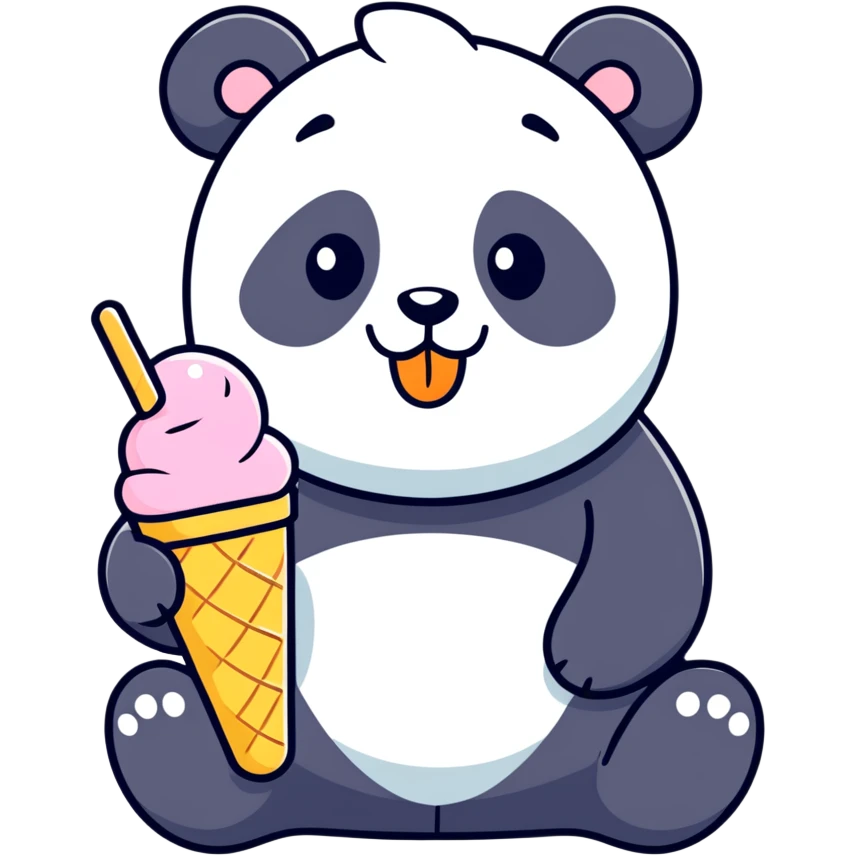Panda eating ice cream emoji