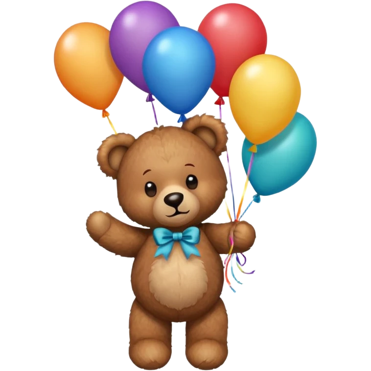 teddy bear holding balloons, birthday, cute, fluffy, semi-realistic emoji
