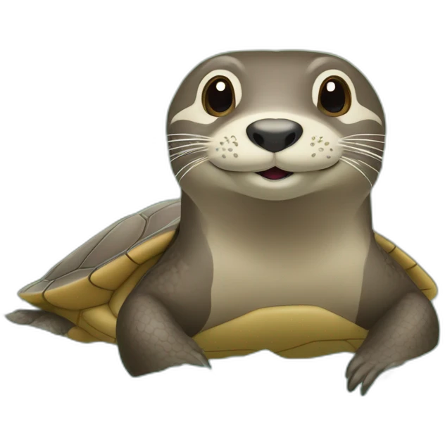 Une loutre sur une Tortue emoji
