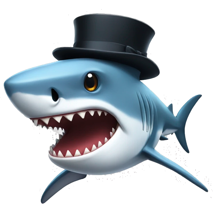 Shark with a top hat emoji