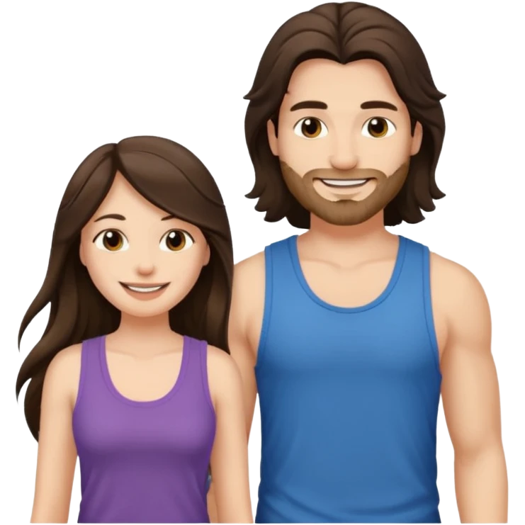 Brunette woman pegs long haired man emoji
