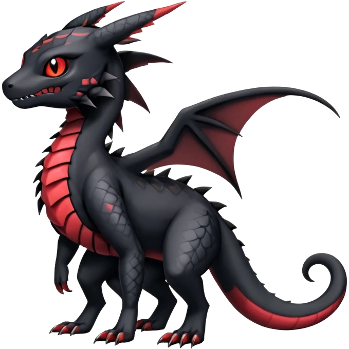 Gothic Scaly Cute Badass Gloomy Dark Guilmon-Salandit-Umbreon-Fakémon-hybrid-creature (full body)  emoji