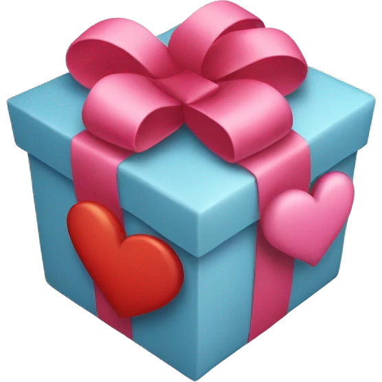 A gift surrounded by hearts emoji