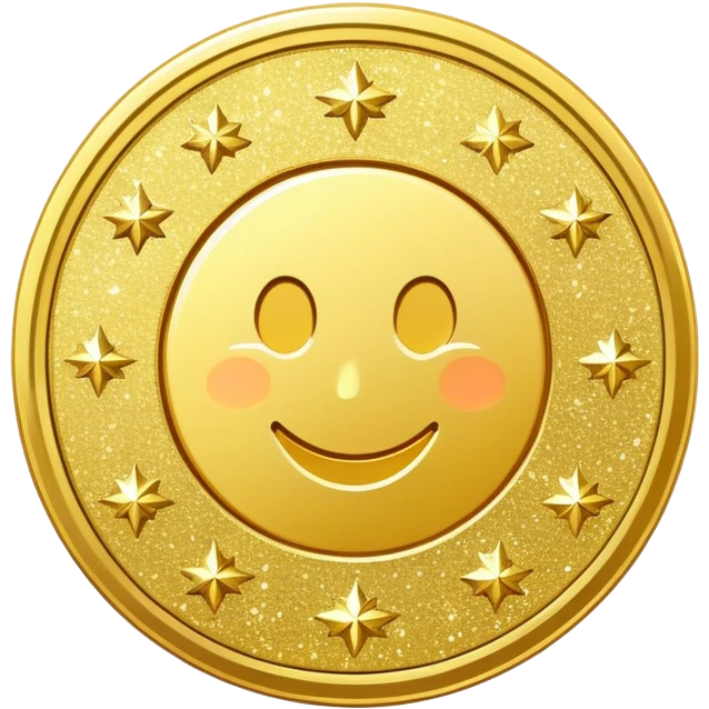 gold coin combined with sparkling glitter, shiny and festive emoji