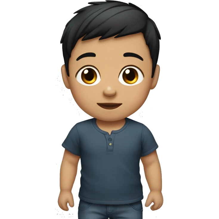 FAIR SKIN BABY BOY, with SHORT STRAIGHT BLACK HAIR  emoji