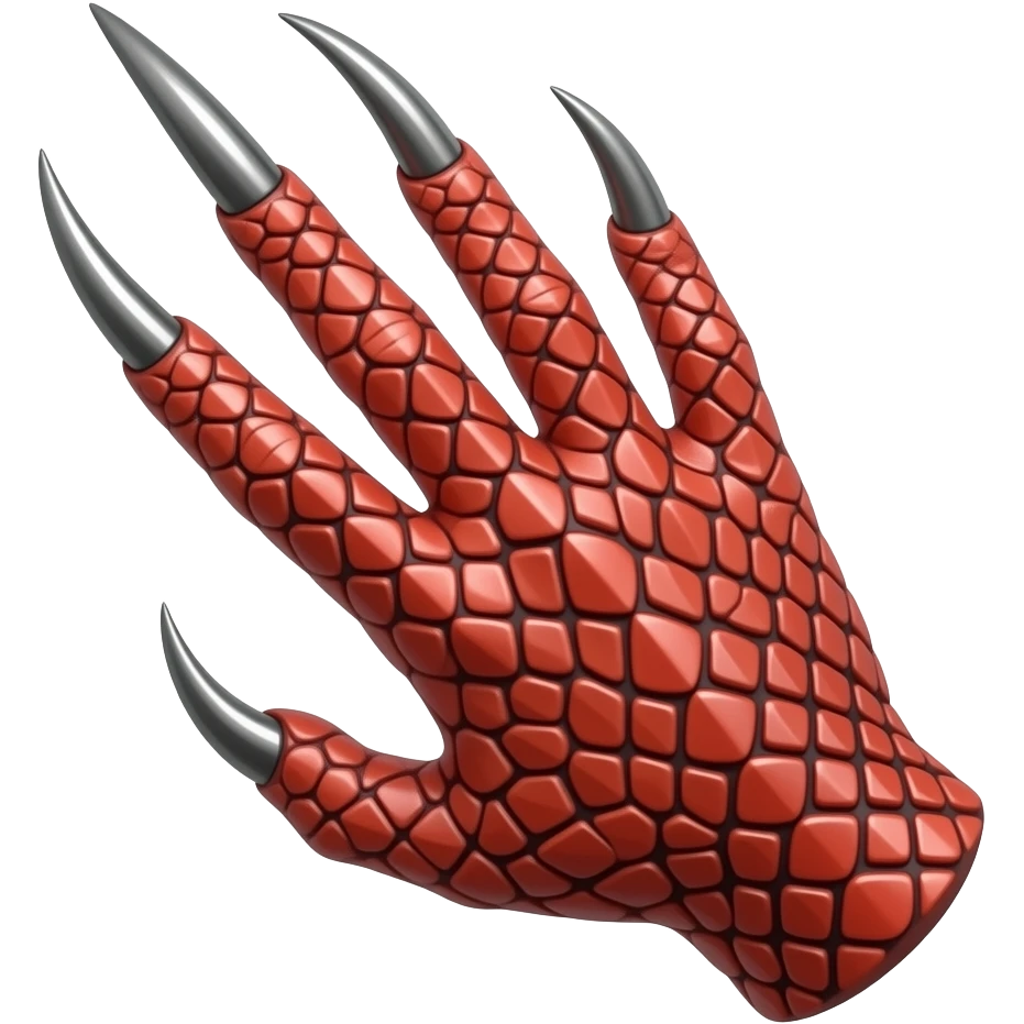 hand with red scales and black hooked claws emoji