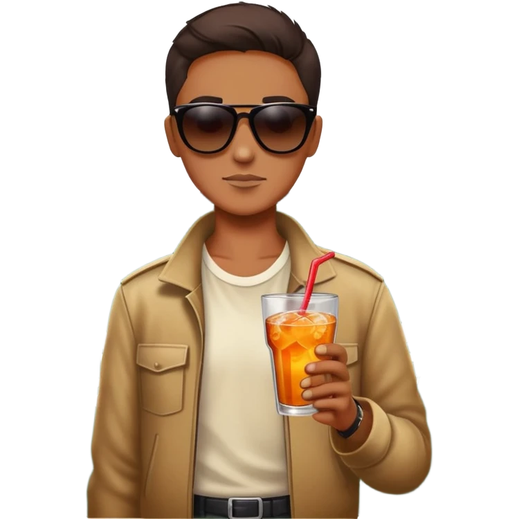 Sipping drink in front of a dumpster fire emoji