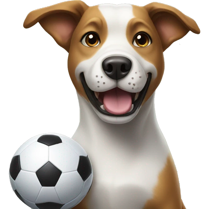 Dog playing soccer emoji