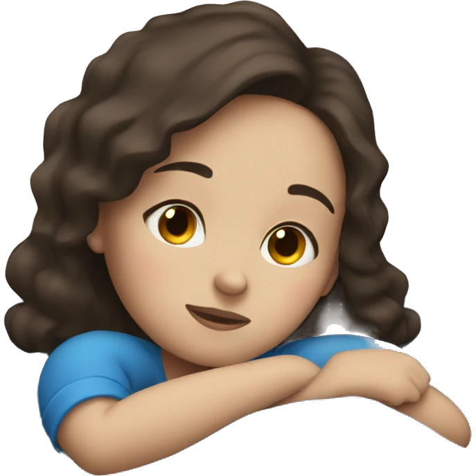 Dark brown haired girl with blue eyes sleeping  emoji