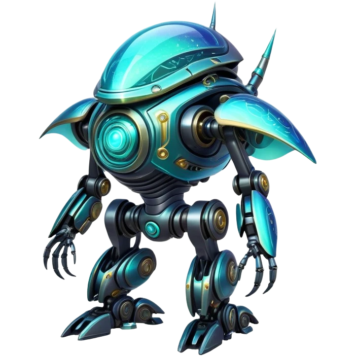  Epic legendary rare glowing mechanical Shiny sparkly transparent bioluminescent luminescent vibrant bright pastel dark exotic iridescent colorful gradients futuristic modern metallic glossy glittery fantasy-cyber-Fakémon-Vernid-robot-creature emoji