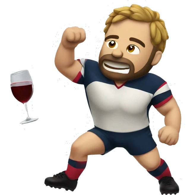 Wine drinking rugby player  emoji