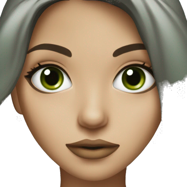 Beautiful brunette with green/grey eyes with a kiss emoji