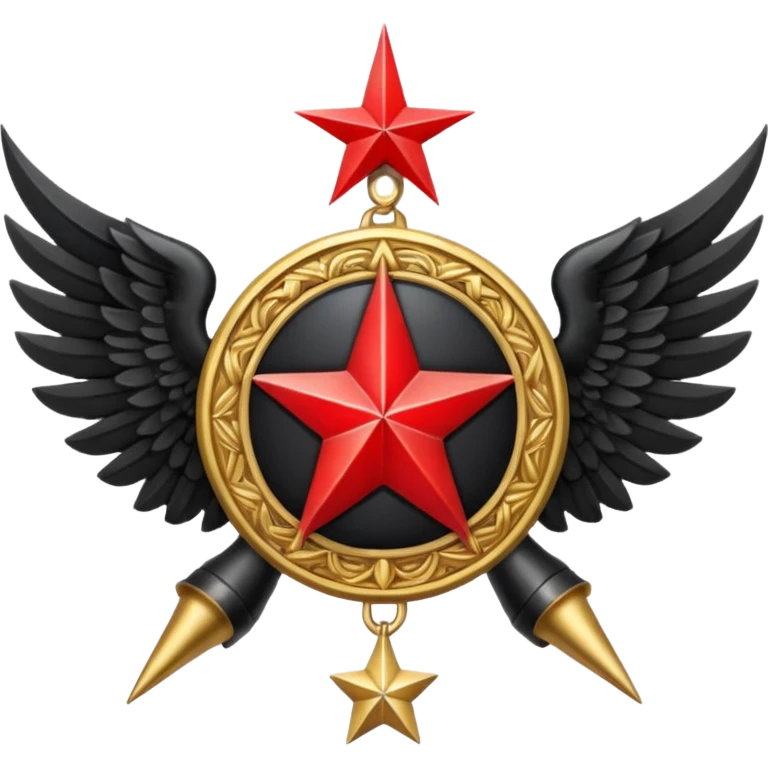 Holy Emblem with black wings and horn and red star in the middle emoji