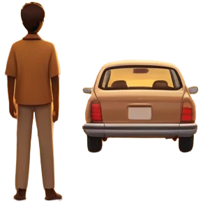 A parked car rests on the side of a long with a person outside , empty road stretching toward a golden sunset. The sky glows with warm colors, and the landscape ahead feels open, peaceful, and full of promise. love  emoji