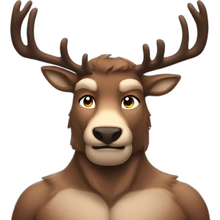 Reindeer muscular intimidating  masculine emoji