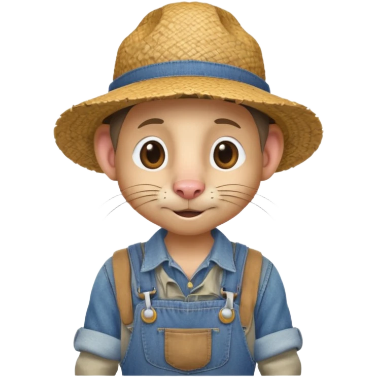 farmer rat in denim overalls with a straw hat emoji