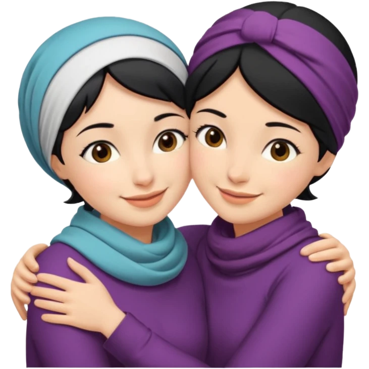 2beste freunde eine hat kurtze schwartze haere bis schultern land und die andere tract eine rose  kopftuch und die augen von beide mädchen sind brain und die lächeln und umarmen die emoji