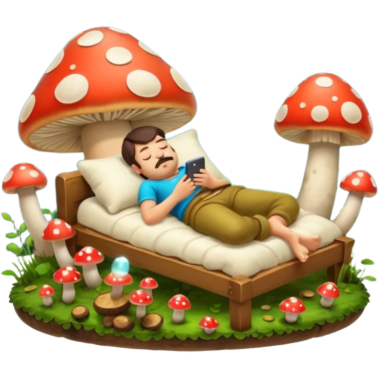 bard character asleep on mushroom bed snoring glow spores emoji