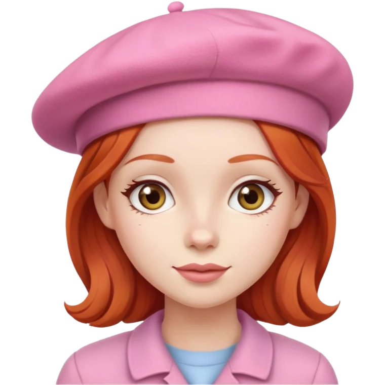 redhead girl wearing a pink beret  emoji
