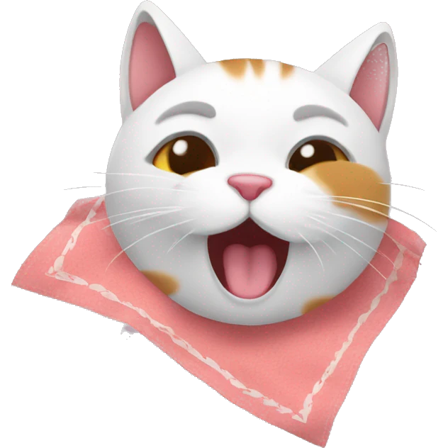 cat sneezes into a handkerchief emoji