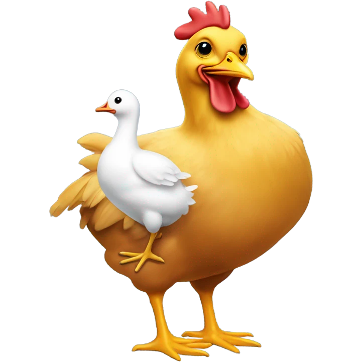 Chicken next to a duck emoji