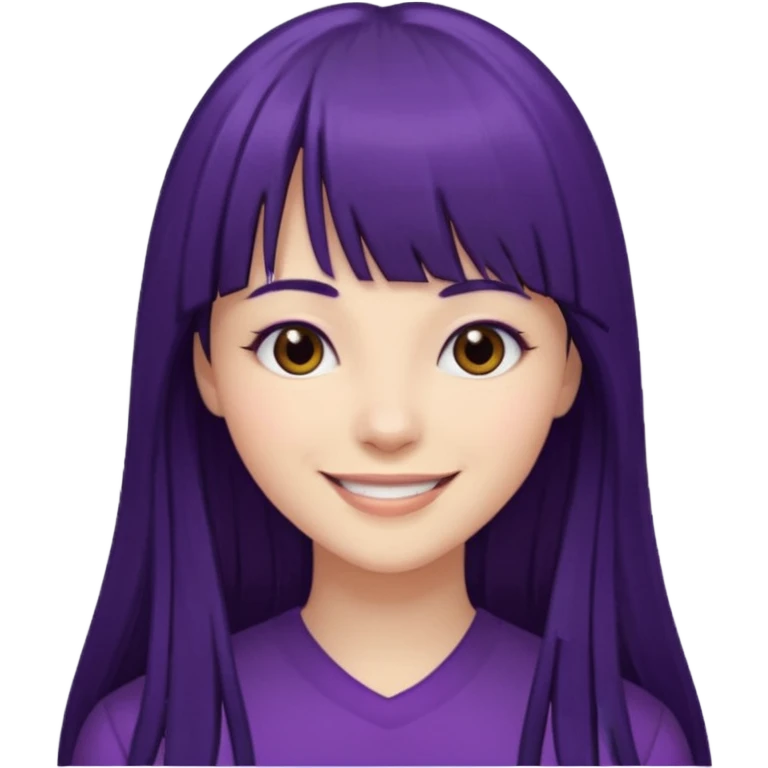 young woman with long straight dark purple hair and bangs emoji