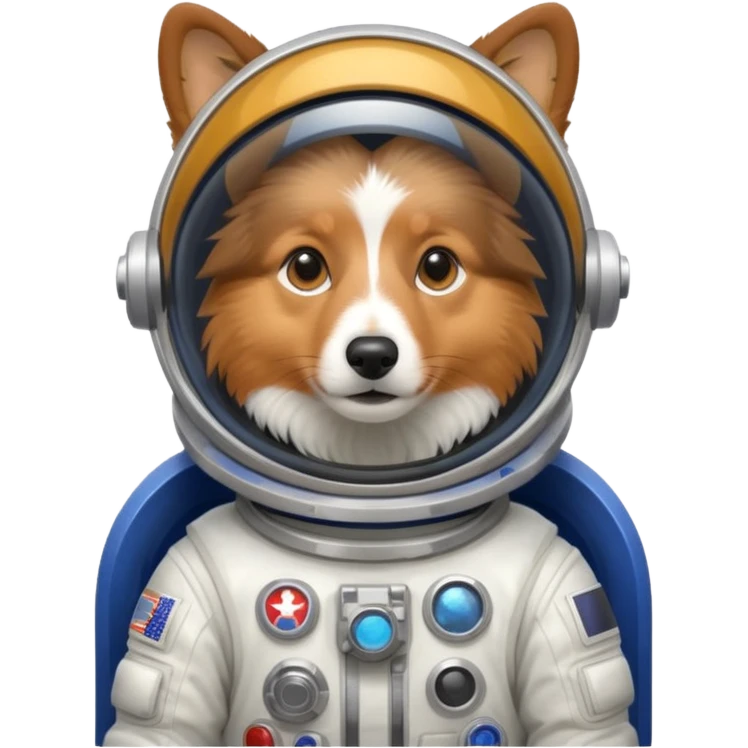 shetland sheepdog tricolor in a space suit without helmet emoji