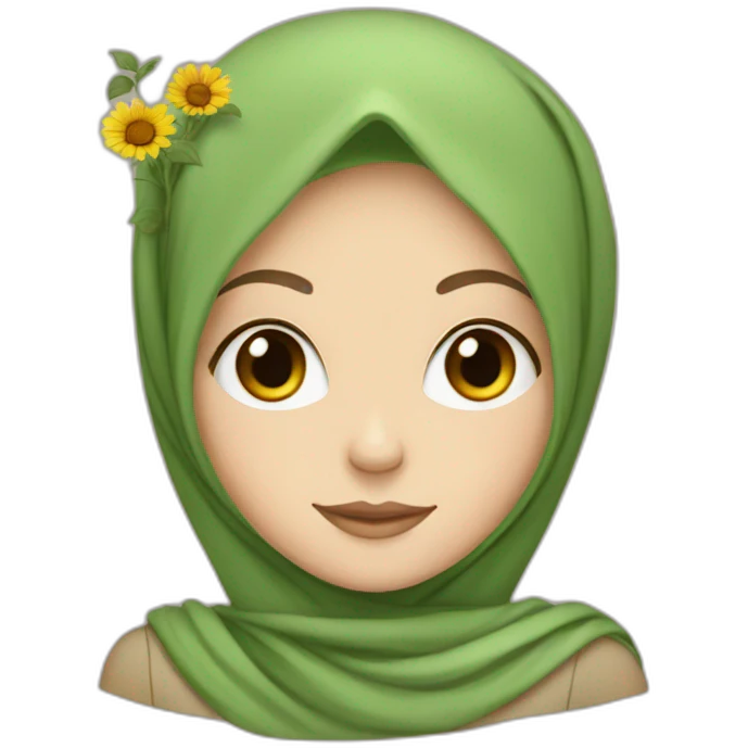  A white girl wearing a hijab carrying Sunflower rose emoji