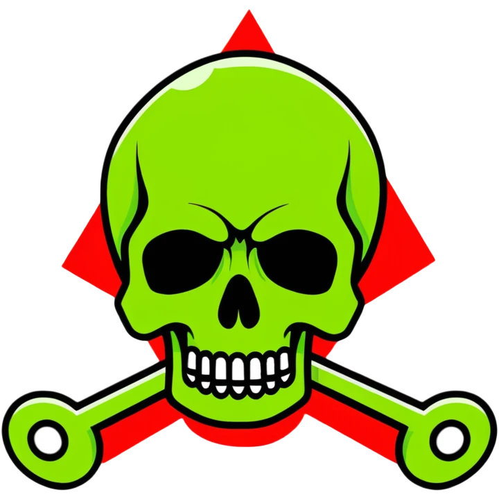 placa de perigo vermelha com crânio de caveira emoji