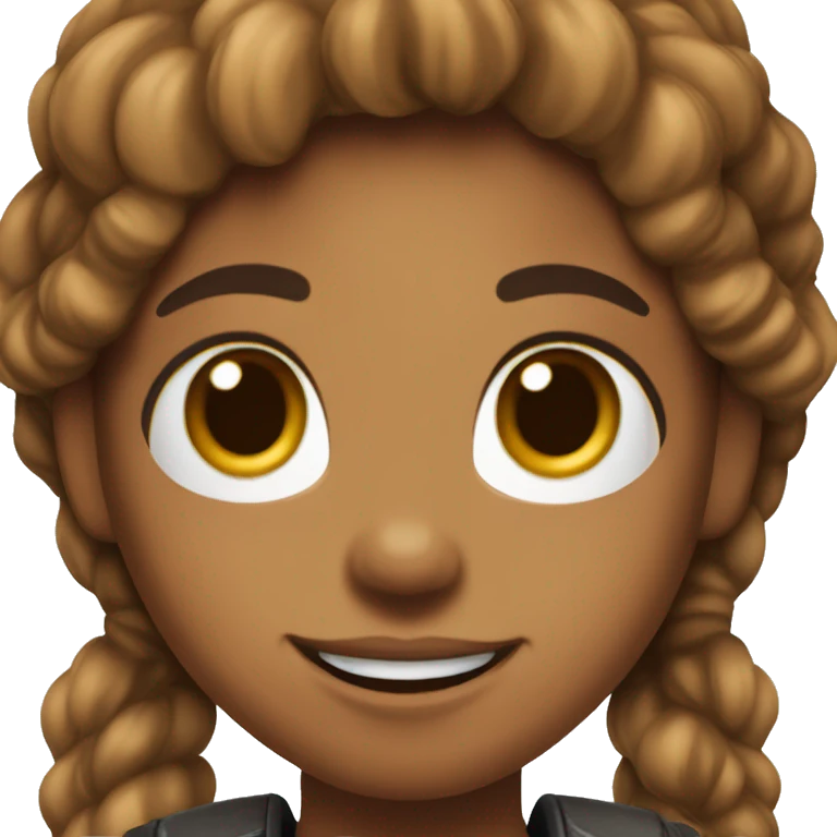 I want you to create the face of a gamer girl, happy face with brown skin. emoji