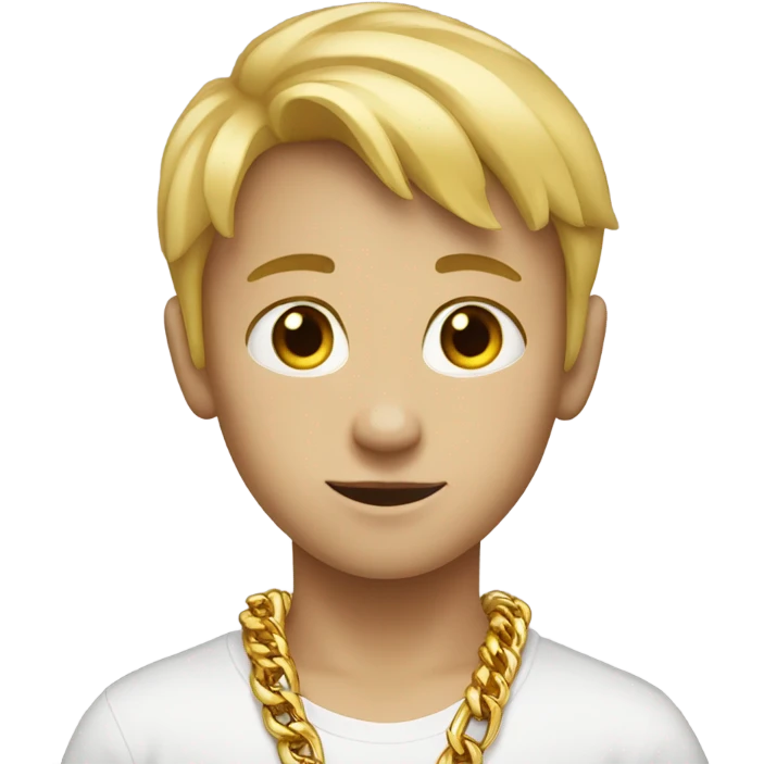 Blond boy with gold 11:11 chain emoji
