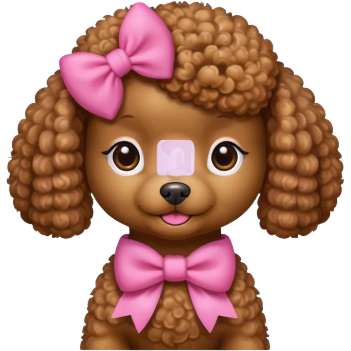 Brown toy poodle with pink bow emoji